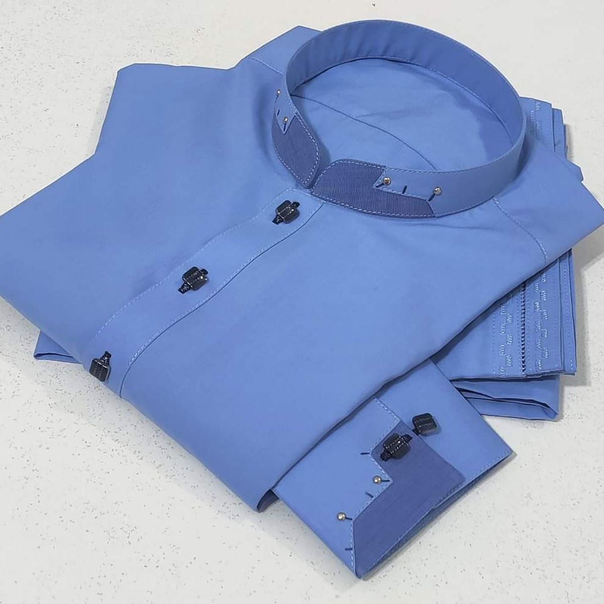 Classic blue Shalwar Kameez with Modern Design Detailing