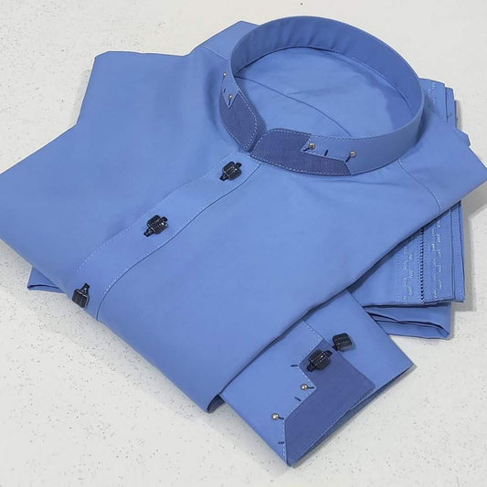 Classic blue Shalwar Kameez with Modern Design Detailing